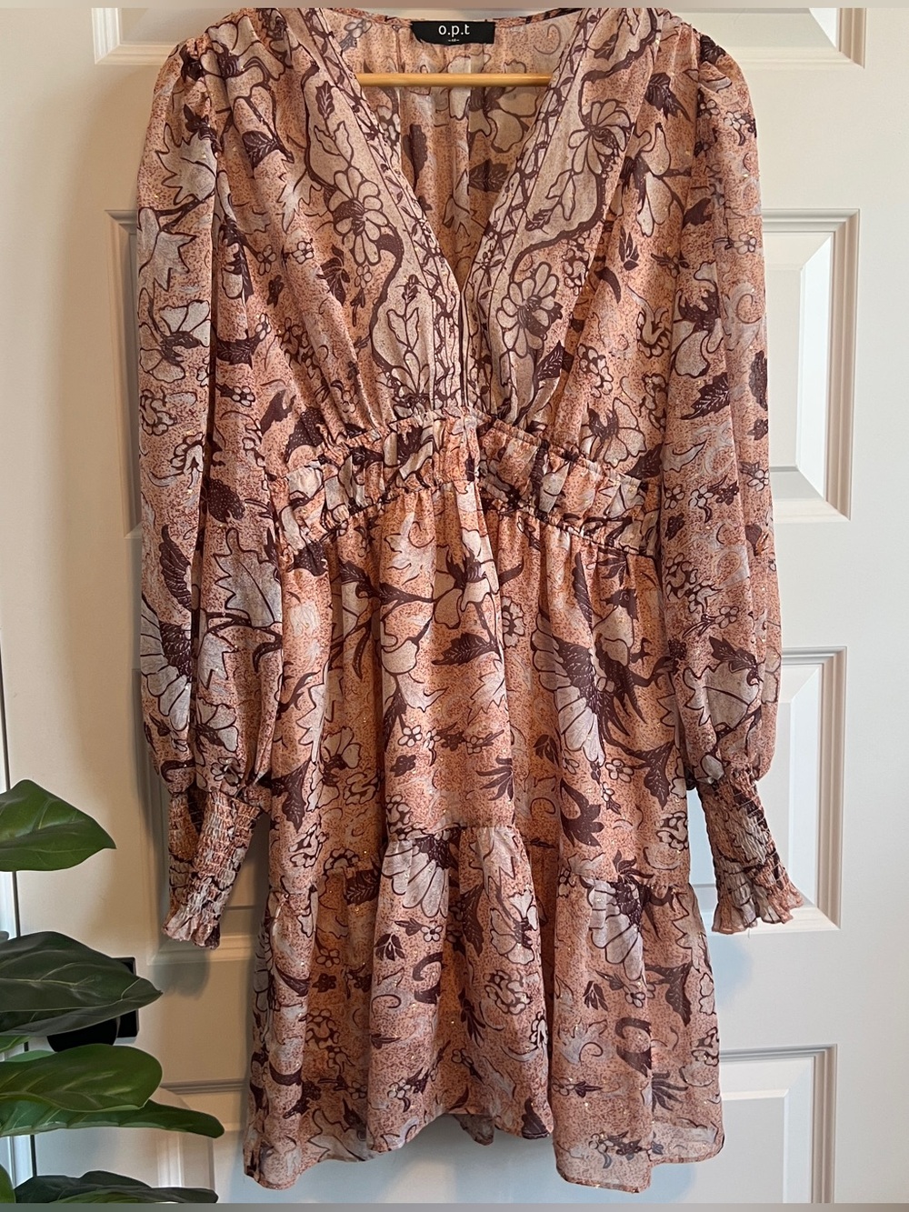 O.P.T. For Anthropologie Flouncy Mini Dress Smock Cuff Long Sleeve Medium